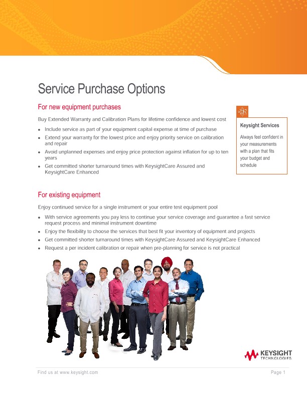Service Purchase Options PDF Asset Page Keysight